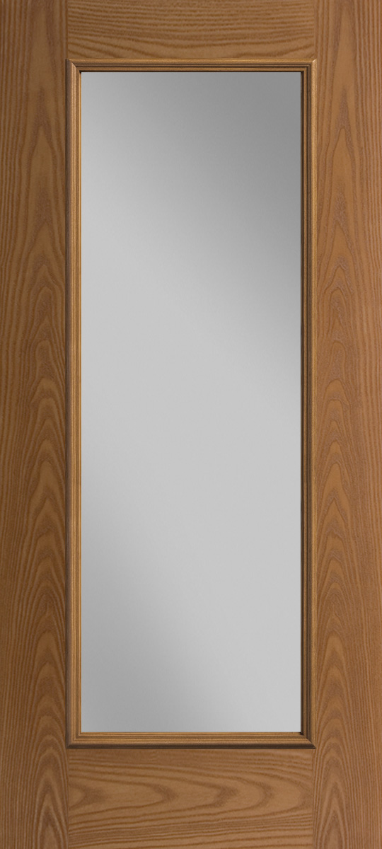Oak textured fiberglass exterior door full lite rectangle
